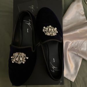 Giuseppe Zanotti Crystal Brooch Loafers